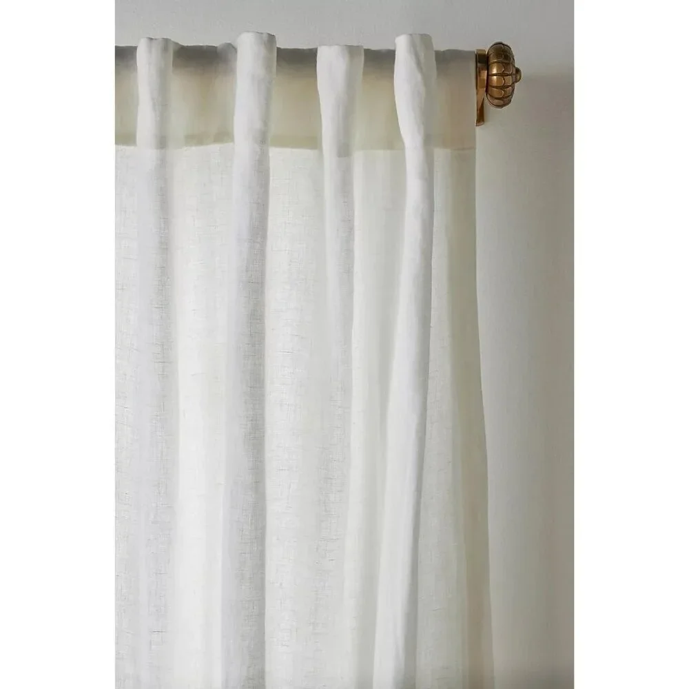 Anthropologie Relaxed Linen Curtain White NEW $138 96 x 50